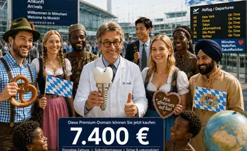 KI-generierte Vorschau der Domain zahnimplantat-muenchen.eu mit Implantologie-Motiv für München